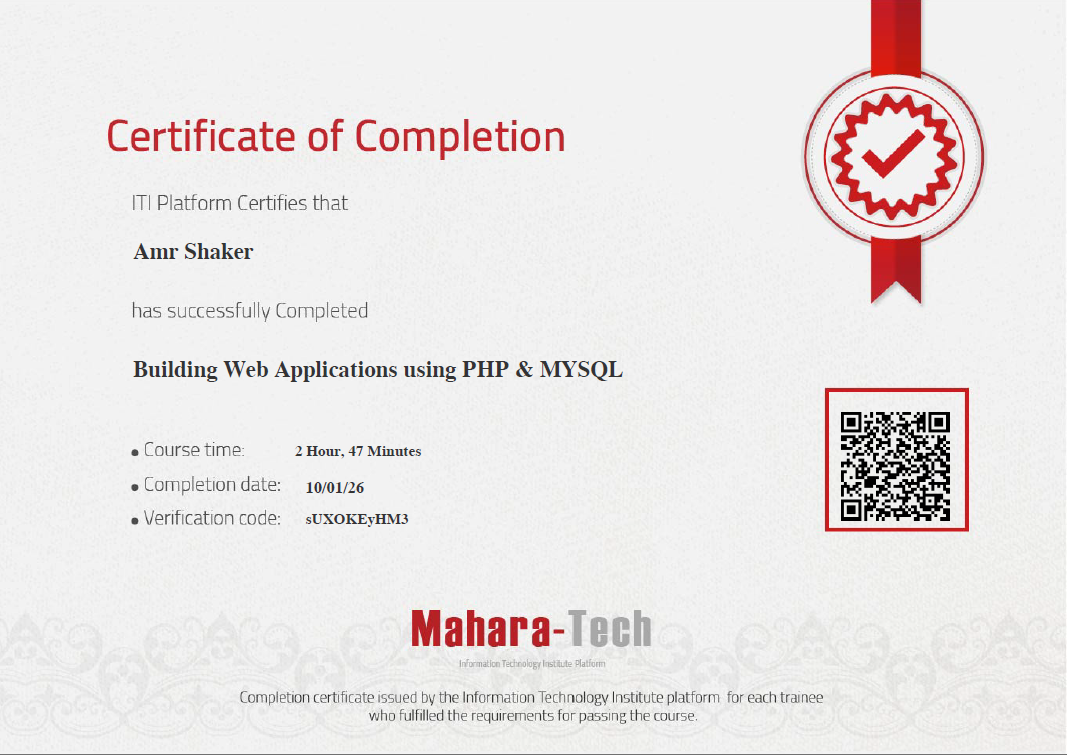 Building Web Applications using PHP & MYSQL